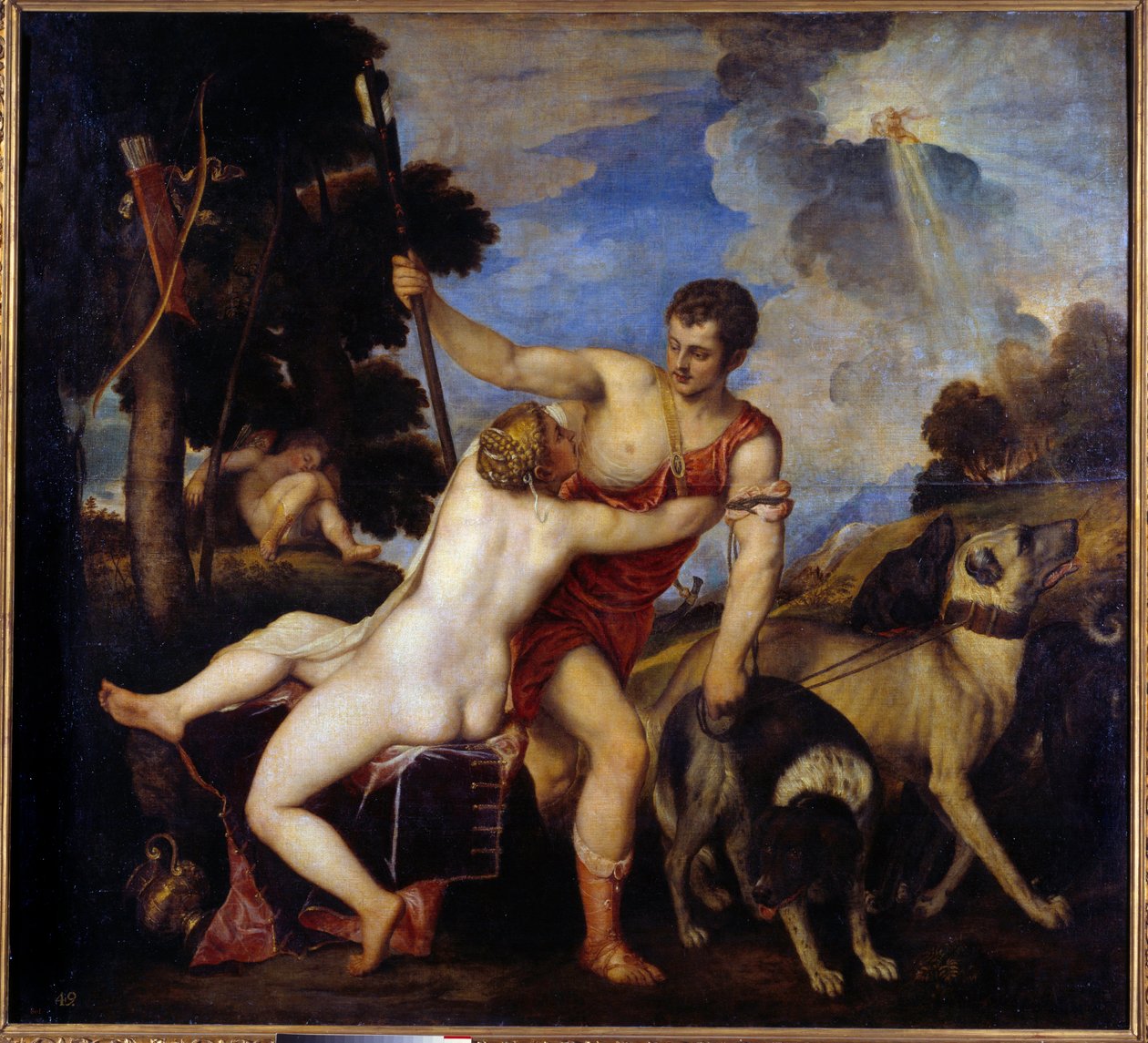 Venüs ve Adonis. Tiziano Vecellio
