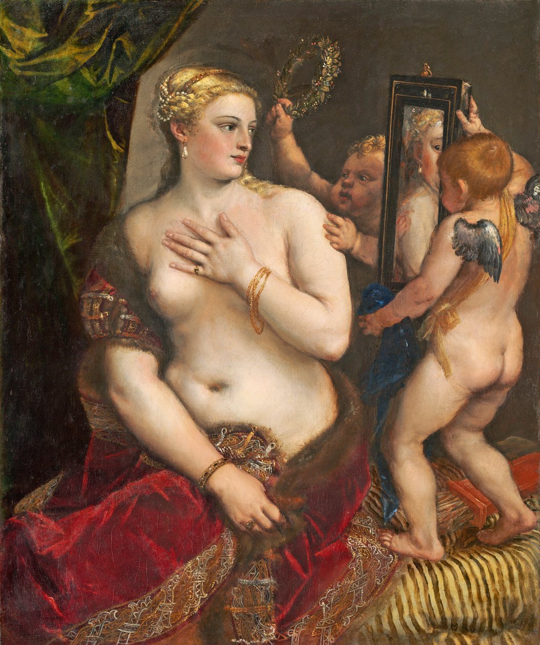 Aynalı Venüs, c. 1555 (tuval üzerine yağlı boya) by Tiziano Vecelli
