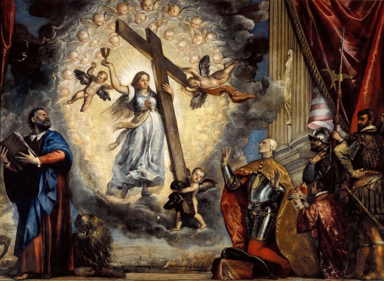 Doge Antonio Grimani, 1555-1576 Arasında İnancın Önünde Diz Çöküyor. by Titian