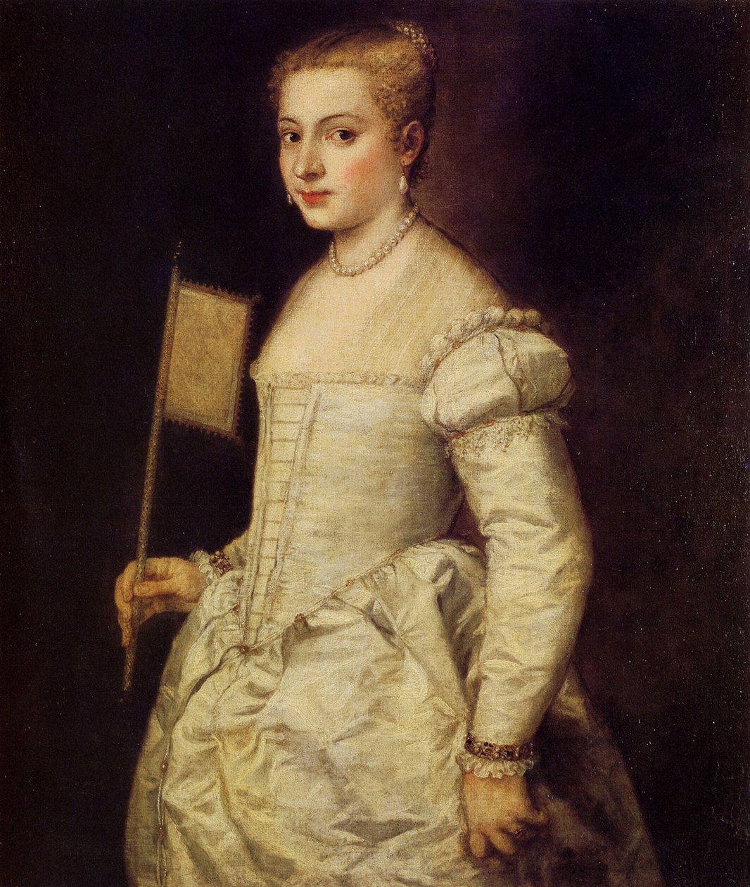 Beyazlı Bir Kadının Portresi, yaklaşık 1561. by Titian