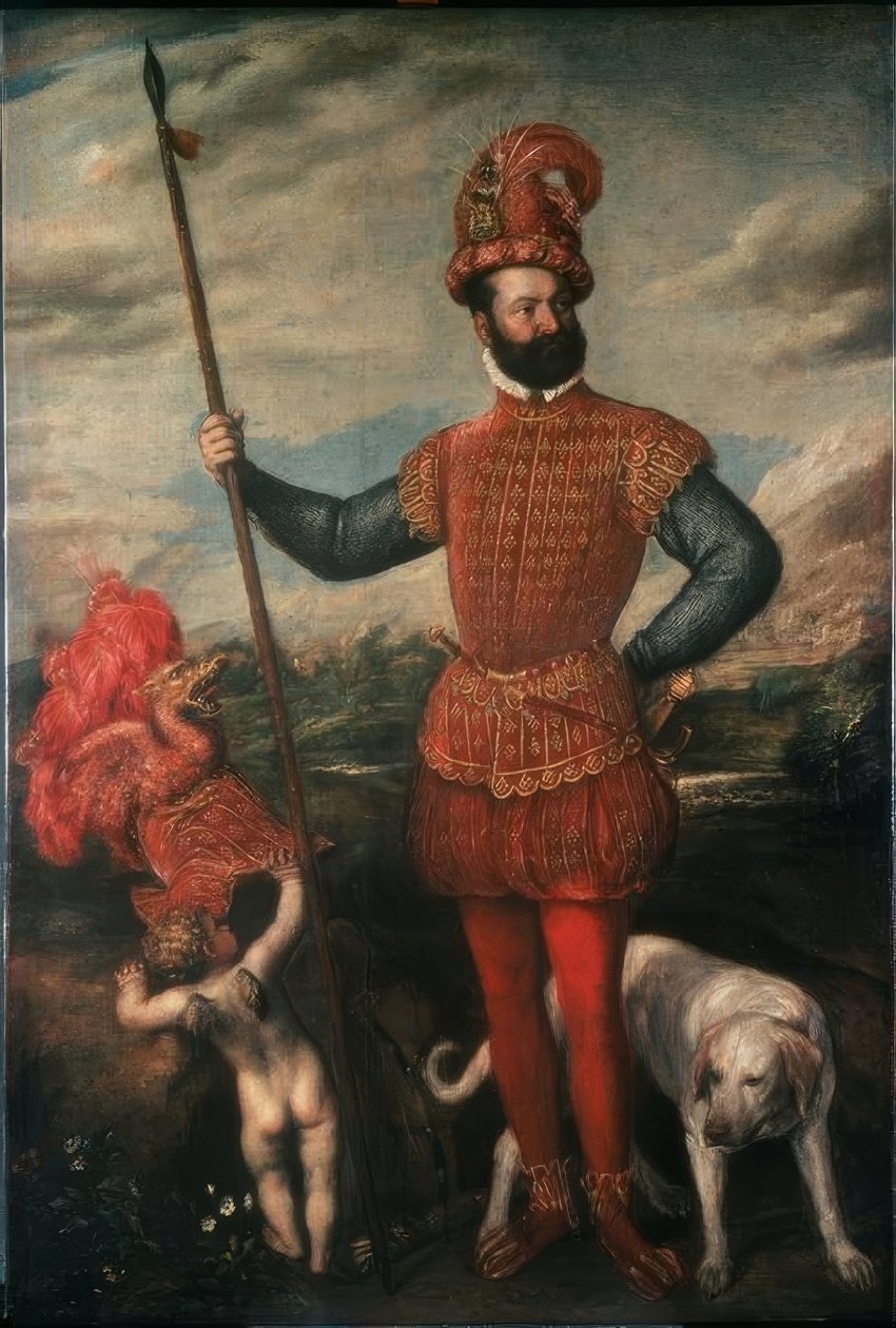 İtalyan bir asilzade portresi by Tiziano Vecelli