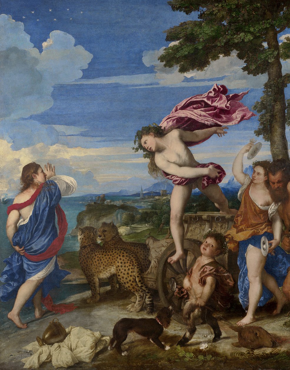 Bacchus and Ariadne, 1520-23  (pre-restoration) (detail of 273110) by Tiziano Vecelli