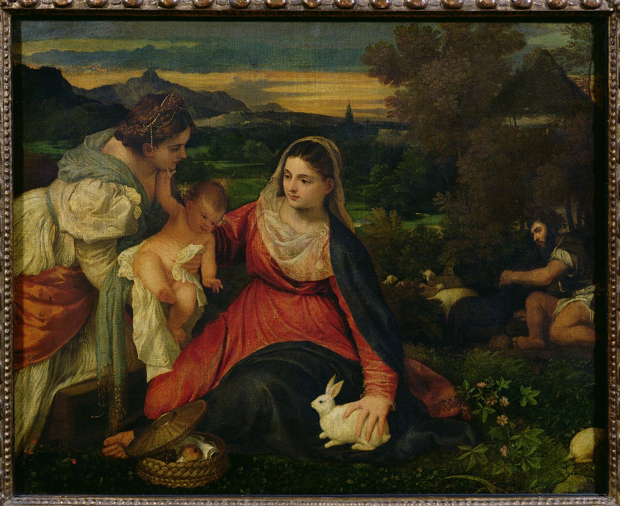 Madonna ve St. Catherine ile Çocuk (Tavşan Bakiresi) c.1530 by Tiziano Vecelli