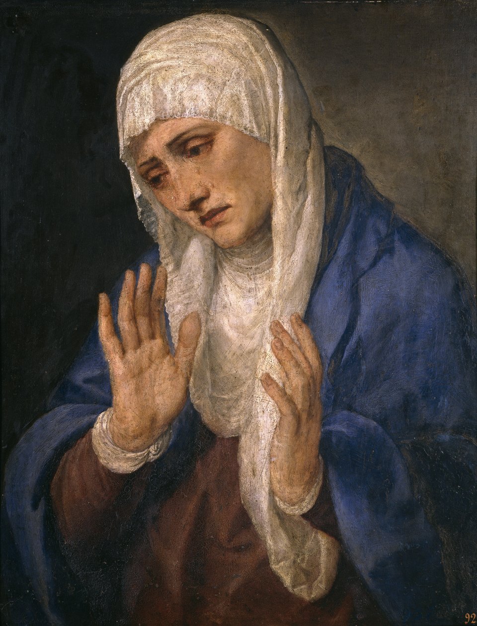 Mater Dolorosa with open hands by Tiziano Vecelli