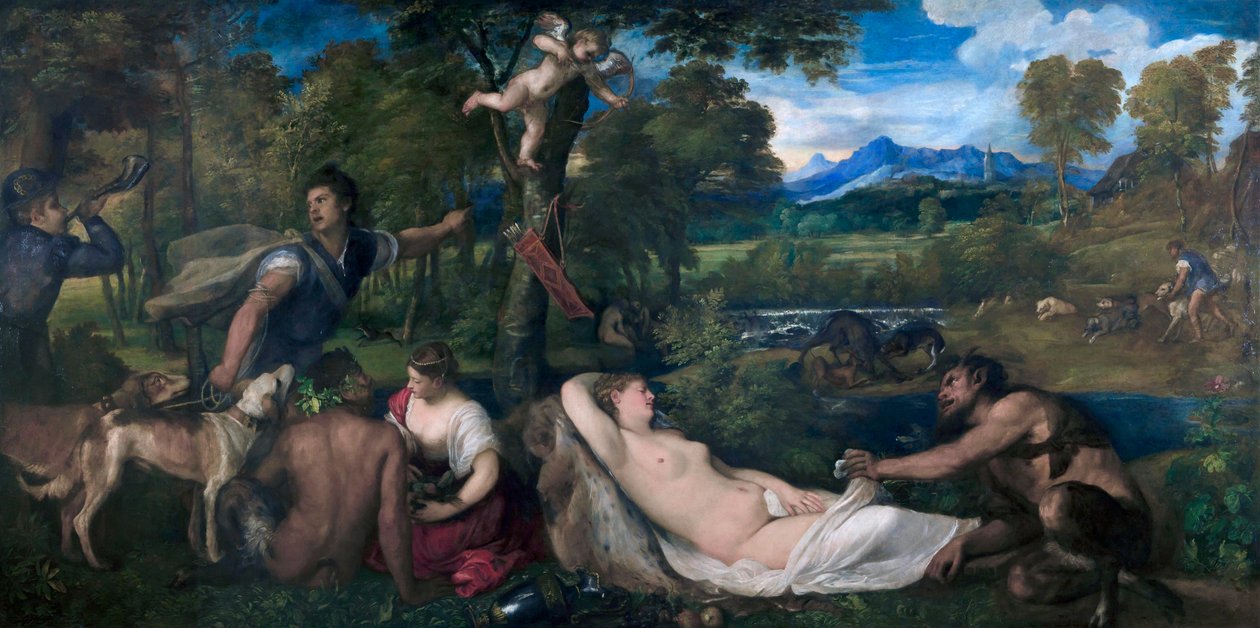 Pardo Venüs veya Jüpiter ve Antiope by Tiziano Vecelli