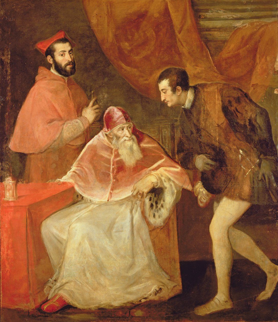 Papa III. Paul (1468-1549) ve Yeğenleri, 1545 by Tiziano Vecelli