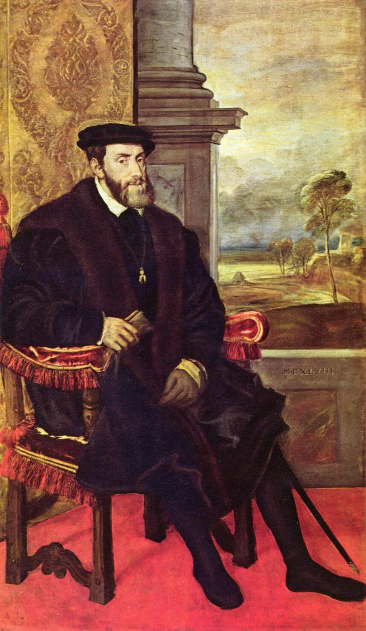 Bir koltukta Charles V portresi by Tiziano Vecelli