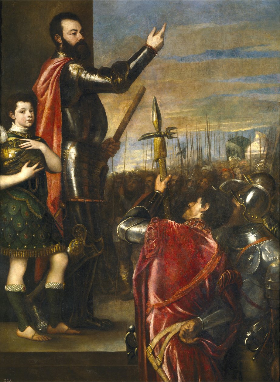 The Marquis of Vasto addressing his troops by Tiziano Vecelli