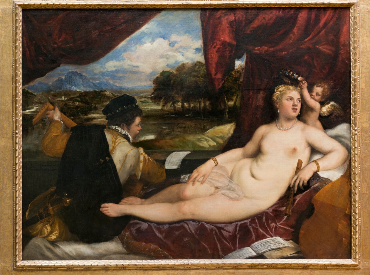 Lute Player ile Venüs ve Aşk Tanrısı, 1555-65 by Tiziano Vecelli