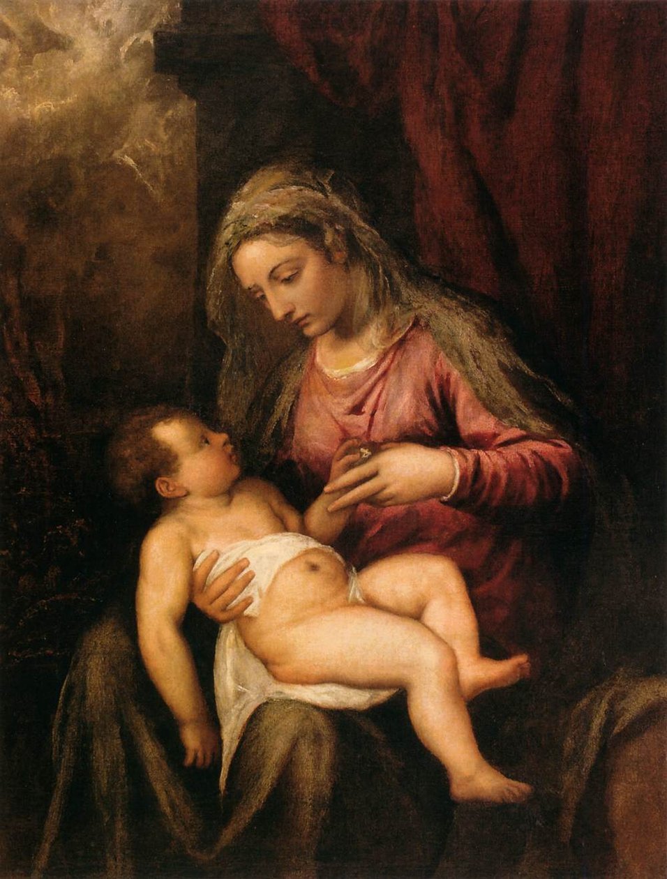 bakire ve çocuk by Tiziano Vecelli