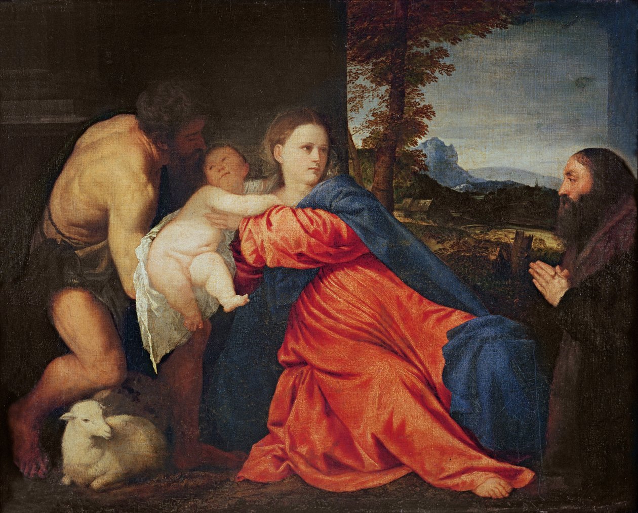 Vaftizci Yahya ve Donör ile Bakire ve Bebek by Tiziano Vecelli
