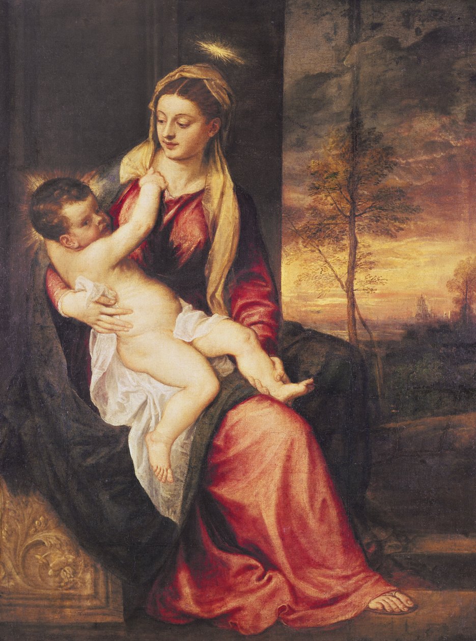 Gün Batımında Çocuklu Bakire, 1560 by Tiziano Vecelli