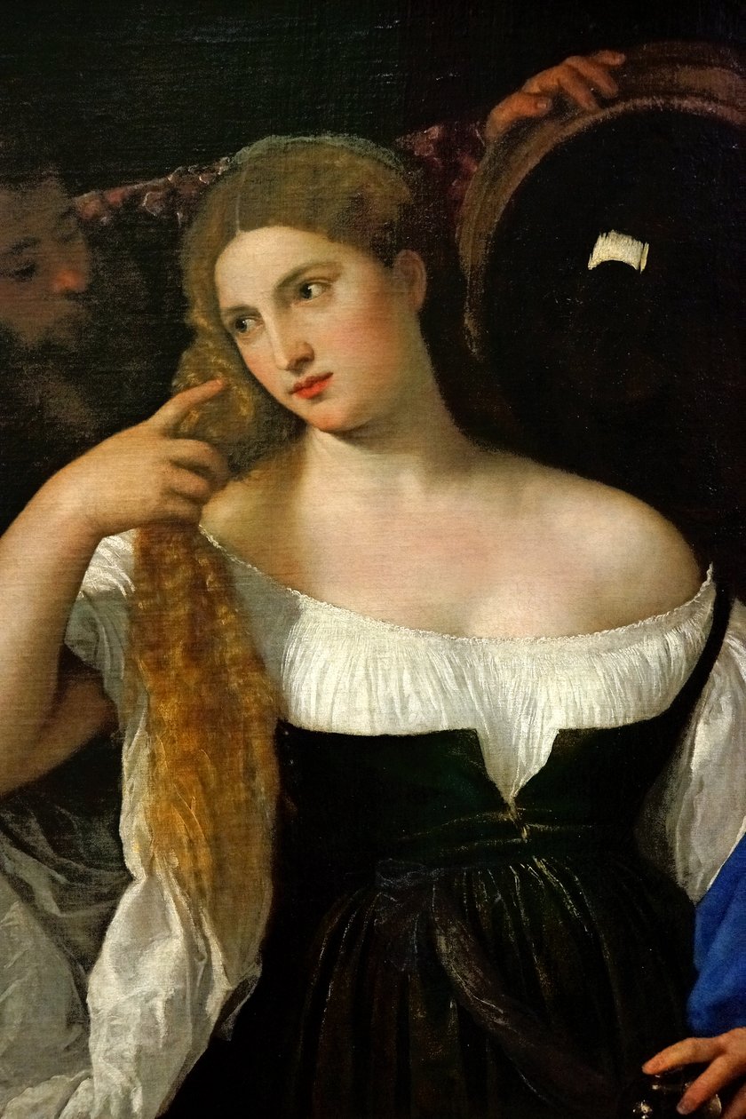 Woman with Mirror  by Tiziano Vecelli
