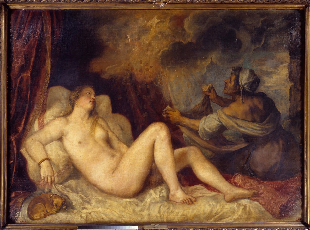 Altın yağmuru alan Danae Zeus, Danae