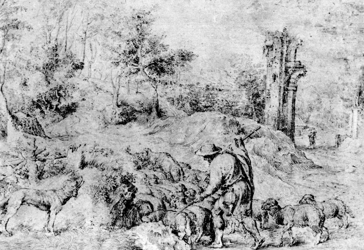 Çoban ve Sürü ile Manzara, c1520, 1937 by Tiziano Vecelli