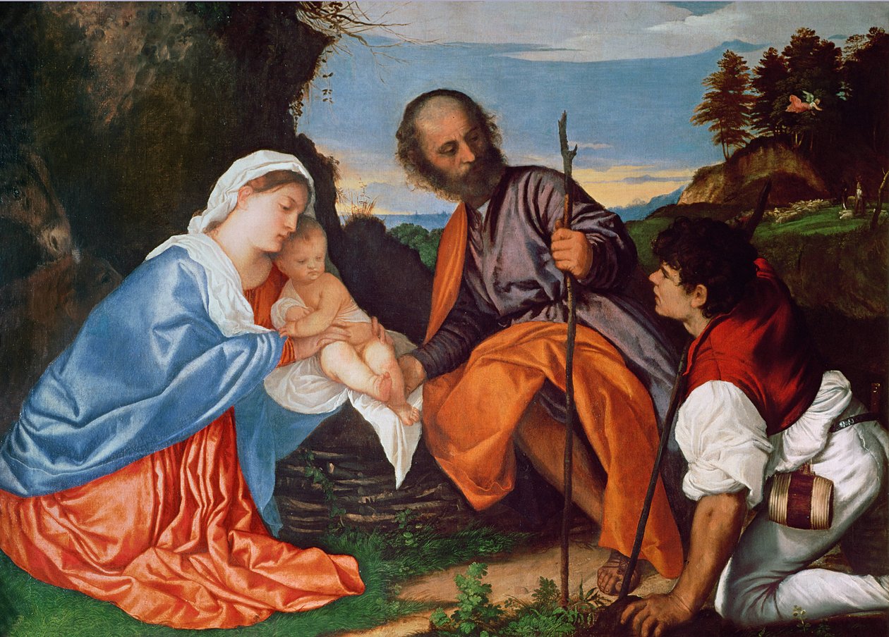 Kutsal Aile ve Bir Çoban, c.1510 by Tiziano Vecelli