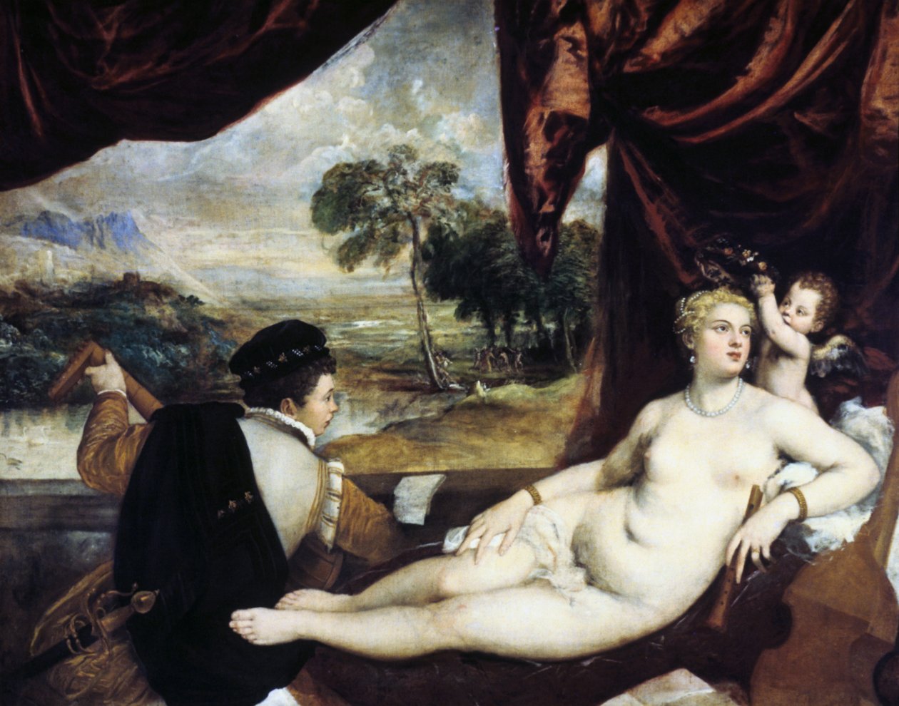 Venüs ve Ud Oyuncusu, c1565-1570 by Tiziano Vecelli