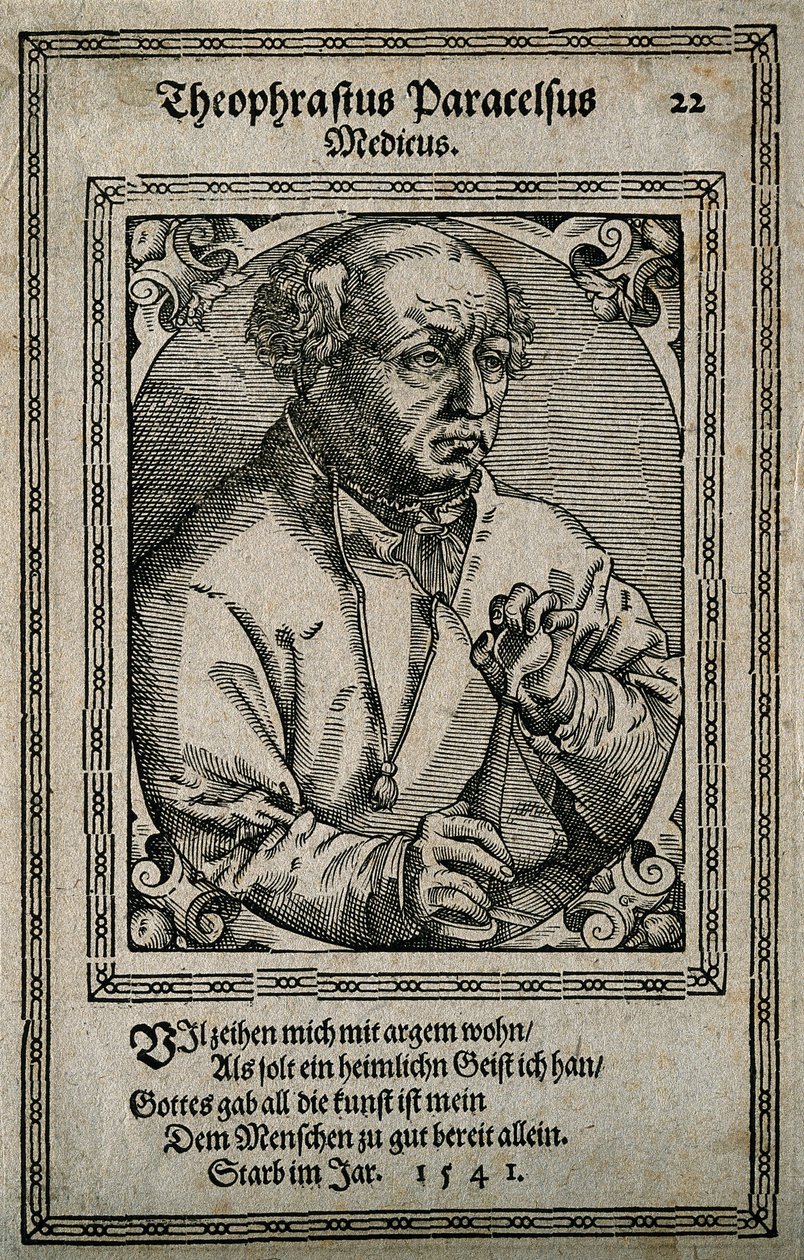Philippus Theophrastus Aureolus Bombastus von Hohenheim Paracelsus, 1587. by Tobias Stimmer