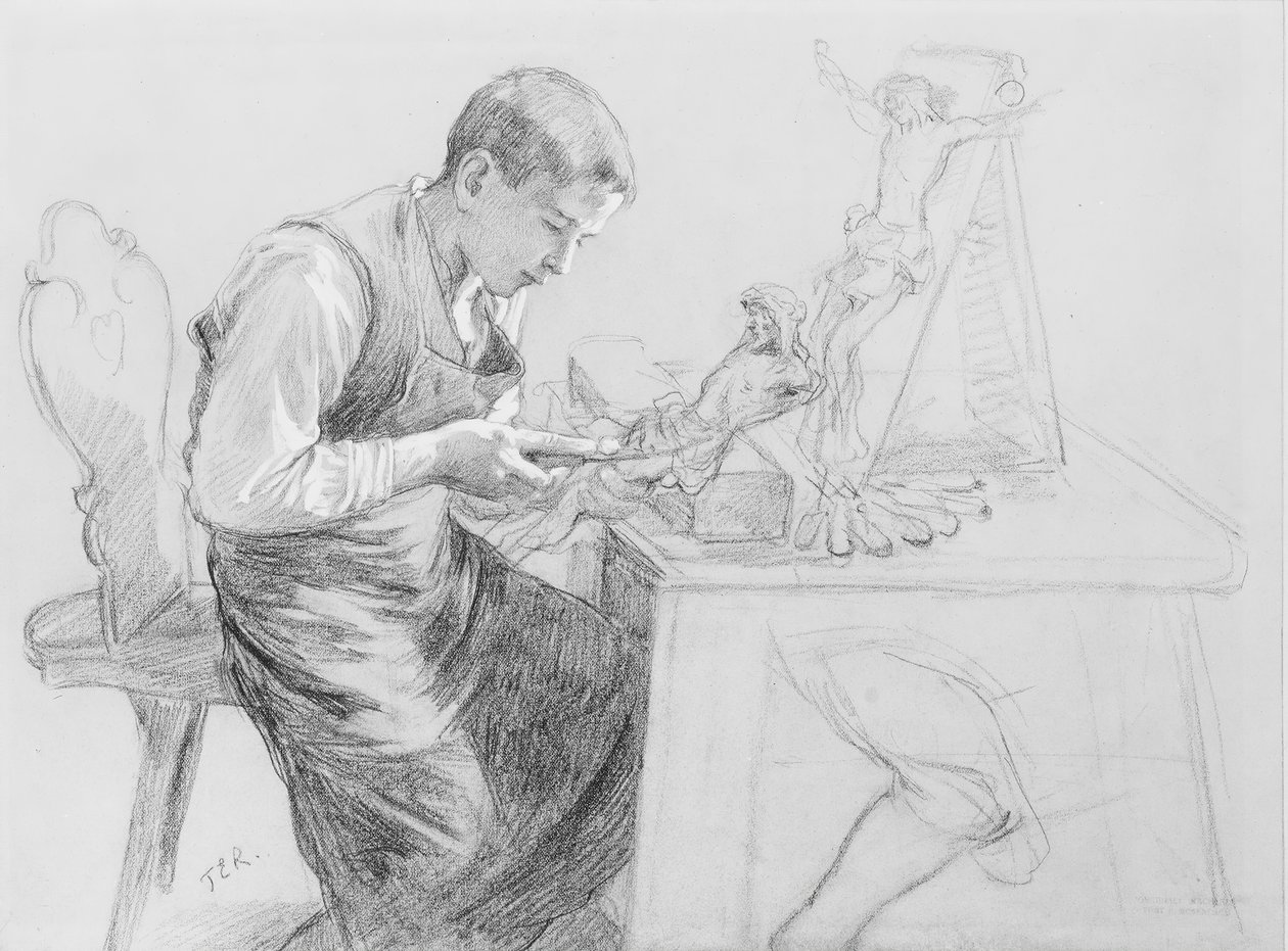 Haç Oyan Bir Çocuğun Çalışması, yak. 1908. by Toby E Rosenthal