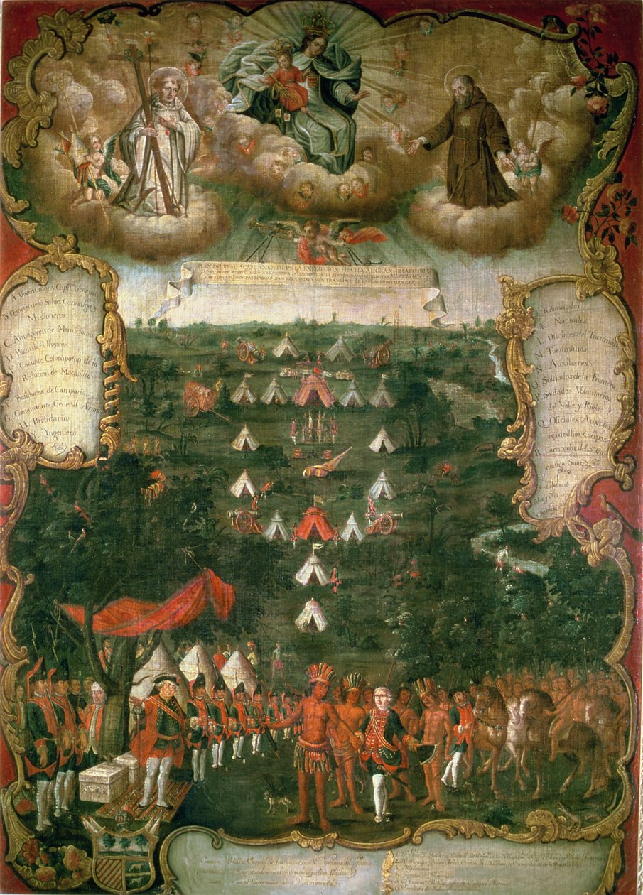 Vali Jeronimo Matorras'ın Gran Chaco kampanyası sırasında askeri kampı (tuval üzerine yağlı boya) by Tomas Cabrera