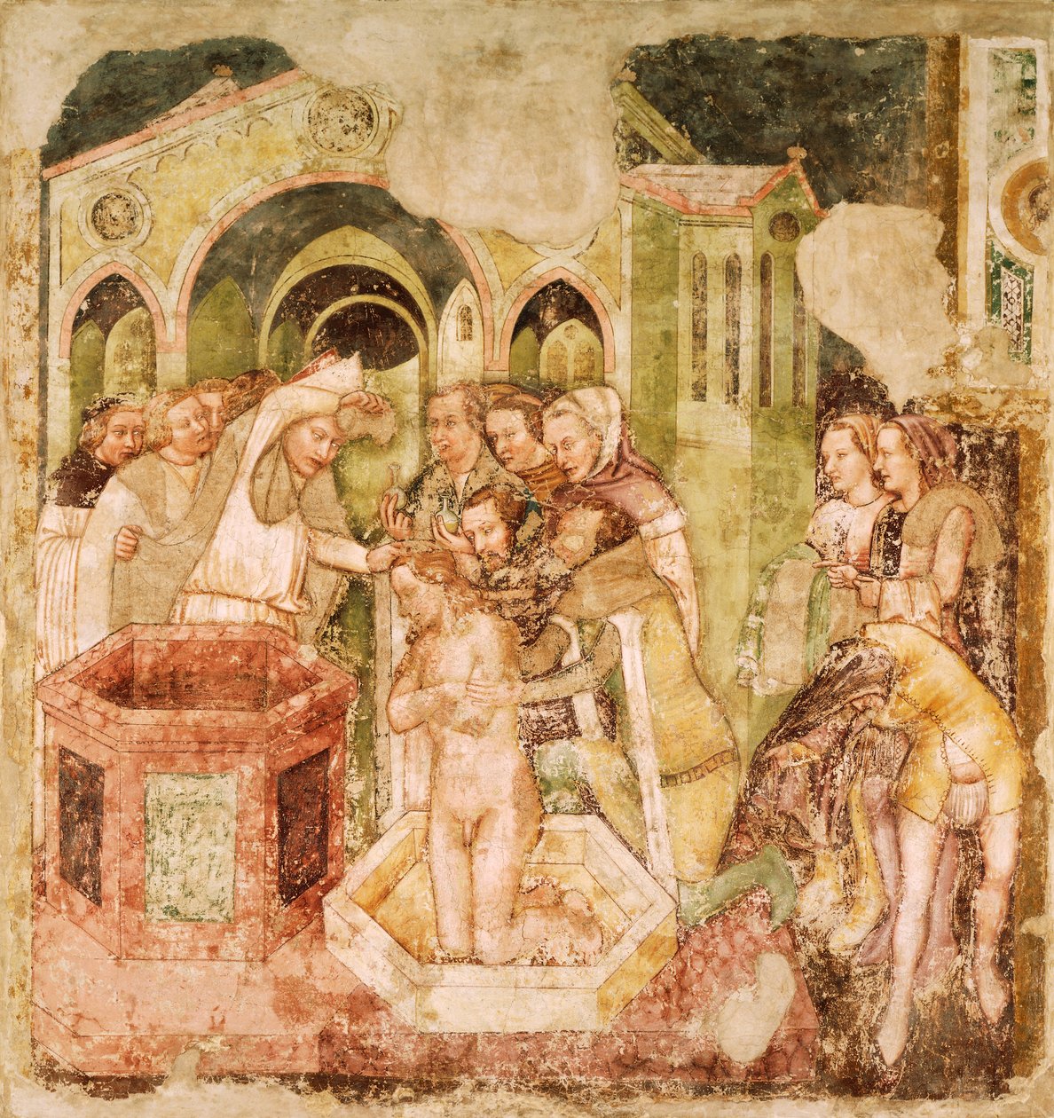 Aziz Ursula Efsanesi: İngiltere Prensi Vaftizi, Tommaso da Modena (1326-1379), fresk, Santa Caterina Kilisesi, Treviso by Tomaso da (late 15th century) Modena