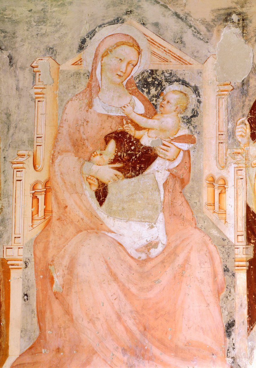 Madonna ve çocuk, Tommaso da Modena (1326-1379), fresk, San Francesco Kilisesi, Treviso by Tomaso da (late 15th century) Modena