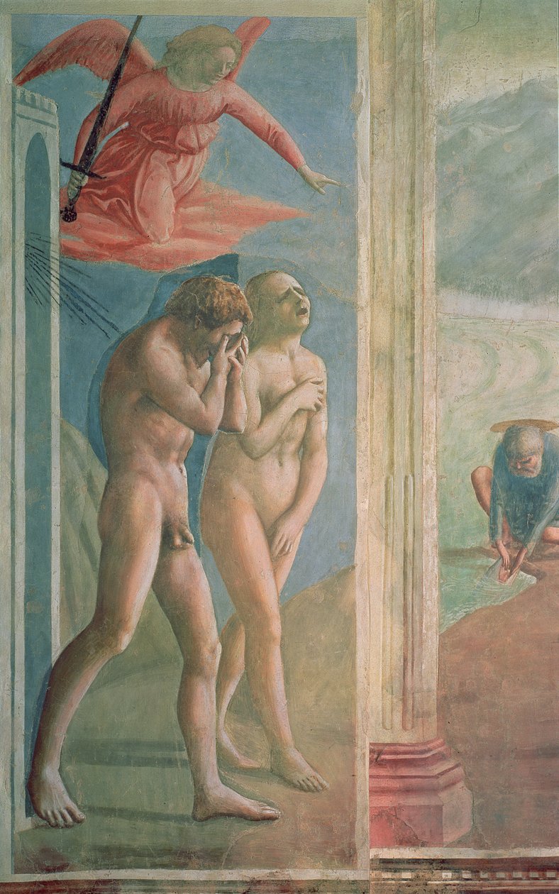 Adem ve Havva Cennetten kovuldu, c.1427 (restorasyon sonrası) (ayrıca bkz. 200134 ve 428037) by Tommaso Masaccio