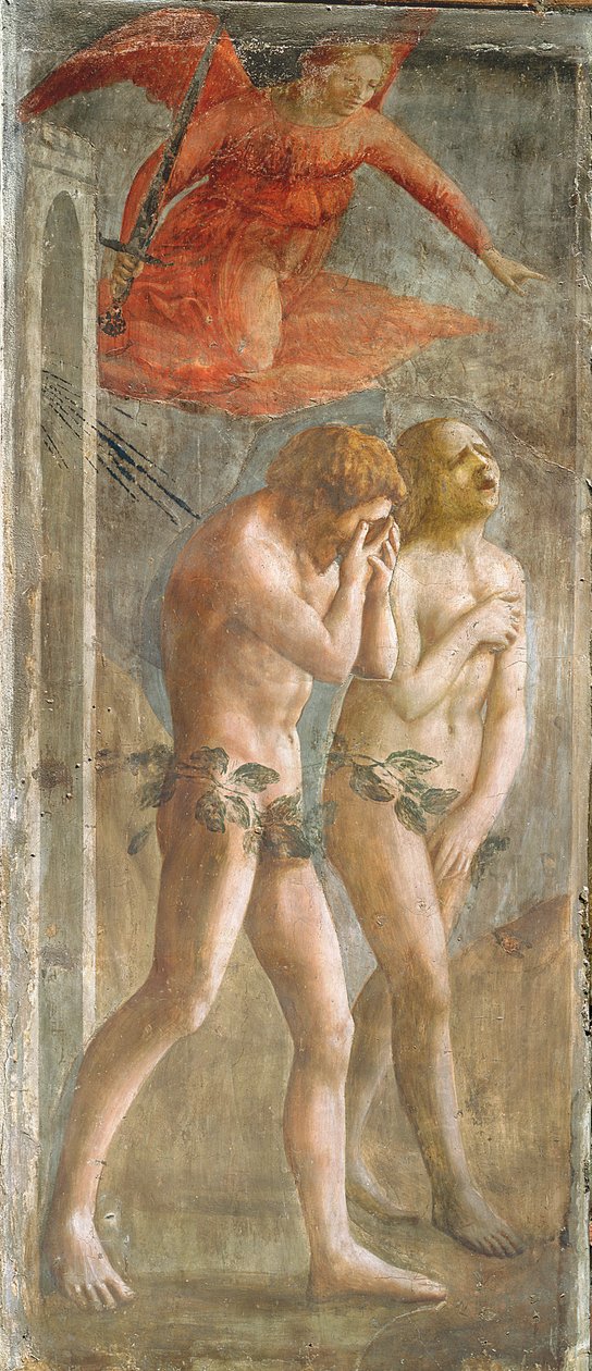 Adem ve Havva Cennetten kovuldu, c.1427 (restorasyon öncesi) (ayrıca bkz. 200134 ve 30029) by Tommaso Masaccio