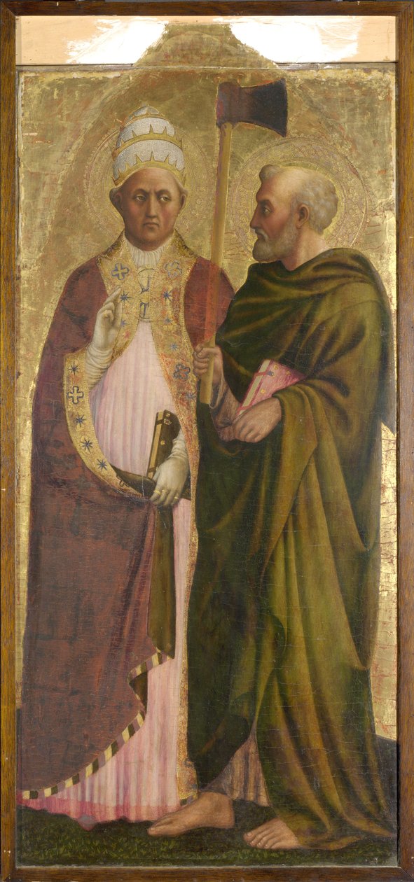 Bir Papa (Aziz Gregory) ve Aziz Matthias, c.1428-29 (panelde mizaç) by Tommaso Masolino da Panicale