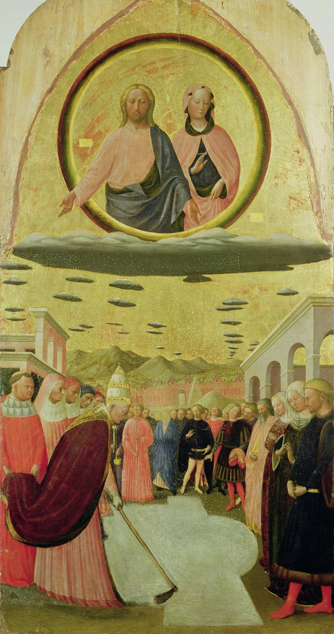 Pope Liberius (r.352-66) Founding the Basilica of Santa Maria della Neve  by Tommaso Masolino da Panicale