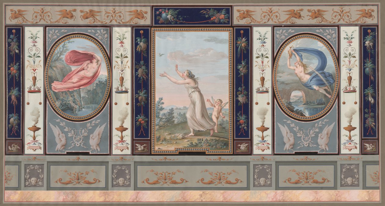 Endymion ve Hebe ile Ayrıntılı Duvar Dekorasyonu by Tommaso Bigatti