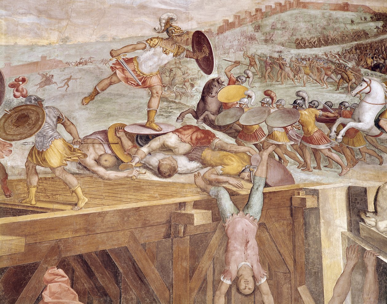 Horatius Cocles on the Sublician Bridge (wall painting) by Tommaso Laureti