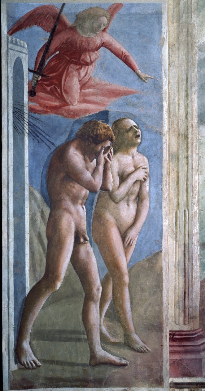Adem ve Havva cennetten avlanırlar. (fresk by Tommaso Masaccio