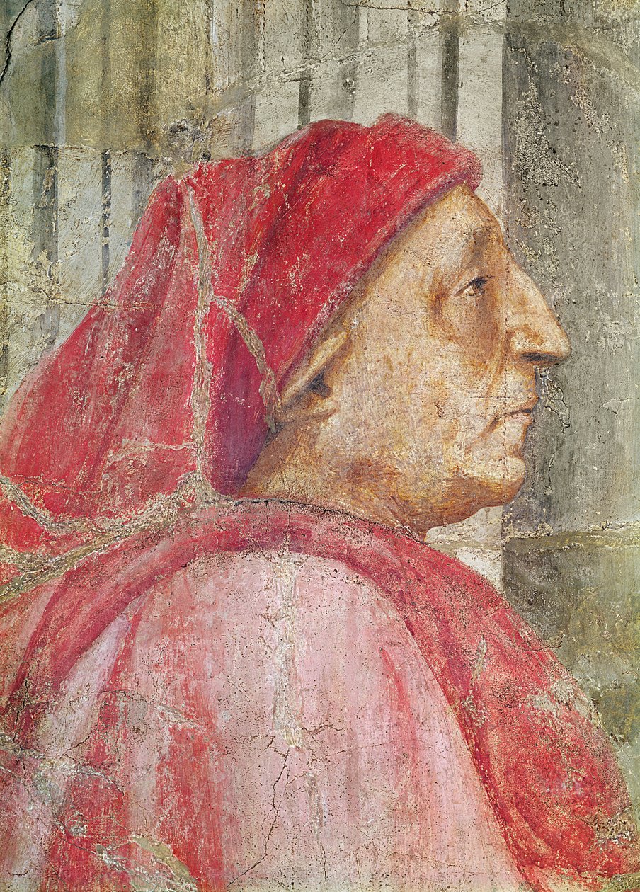 Holy Trinity, erkek bağışçının başının detayı, 173689 1427-28 fresk detayı by Tommaso Masaccio
