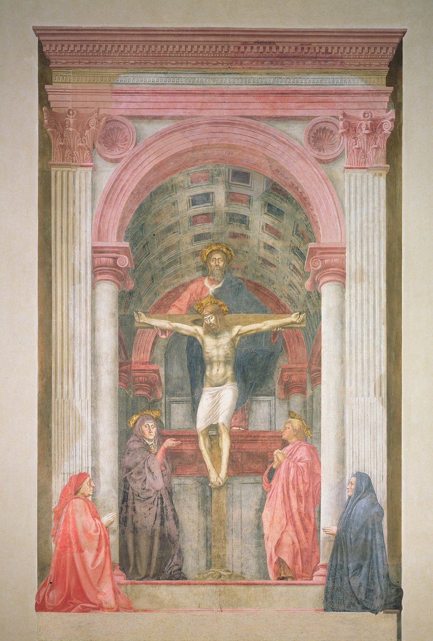 The Trinity, 1427-28 (restorasyon sonrası) (detay) by Tommaso Masaccio