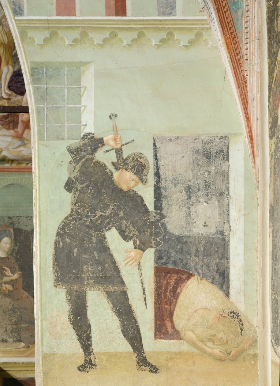 Vaftizci Yahya'nın Yaşam Döngüsü: Vaftizci Yahya'nın kafasını kesmek üzere olan asker by Tommaso Masolino da Panicale