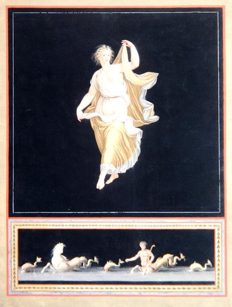 Bir Pompeius alegorik resminin kopyası, panoramik bir duvar kağıdı tasarımı, c, 1790 by Tommaso Piroli