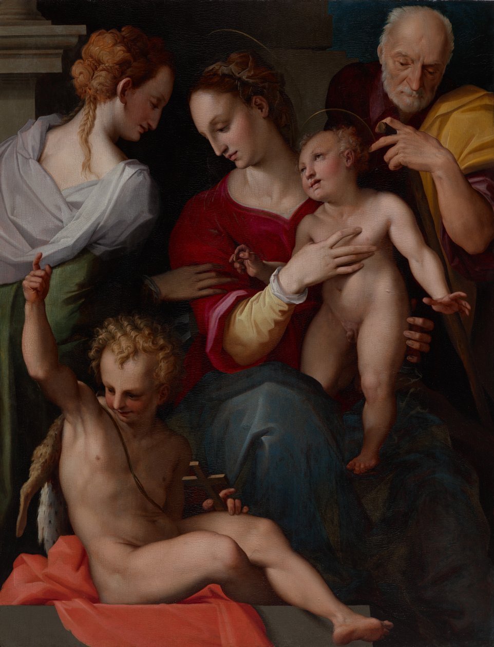 Aziz Catherine'in Mistik Evliliği ile Kutsal Aile by Tommaso d’Antonio Manzuoli, called Maso da San Friano