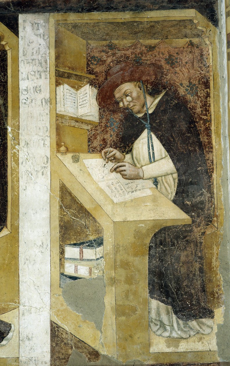 Kardinal Hugues de Provence - Lorgnon giyen bir karakterin bilinen en eski portresi by Tommaso da Modena Barisino or Rabisino