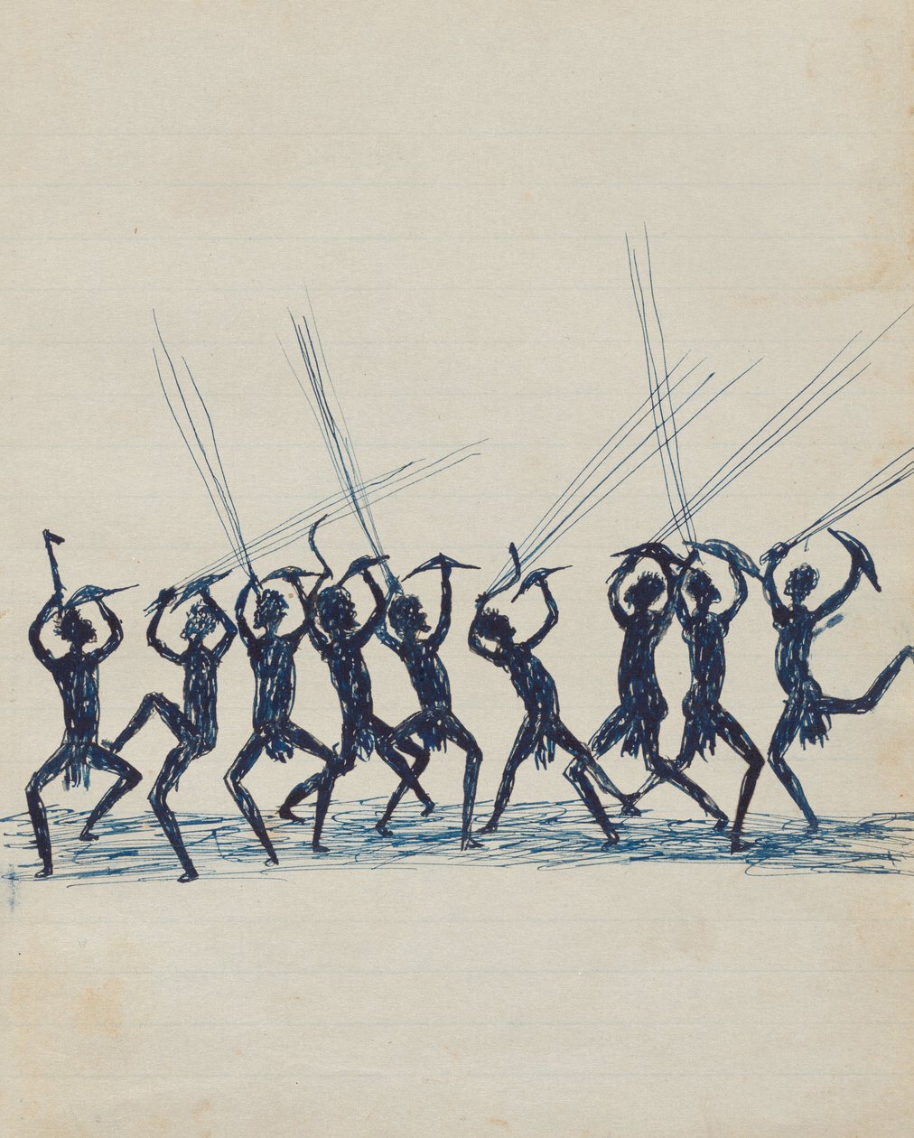 Kwat Kwat insanları - (Aborjinler kavga ediyor) Esas olarak Aborijinlerin ve Beyazların faaliyetlerini anlatan Sketchbook by Tommy McRae
