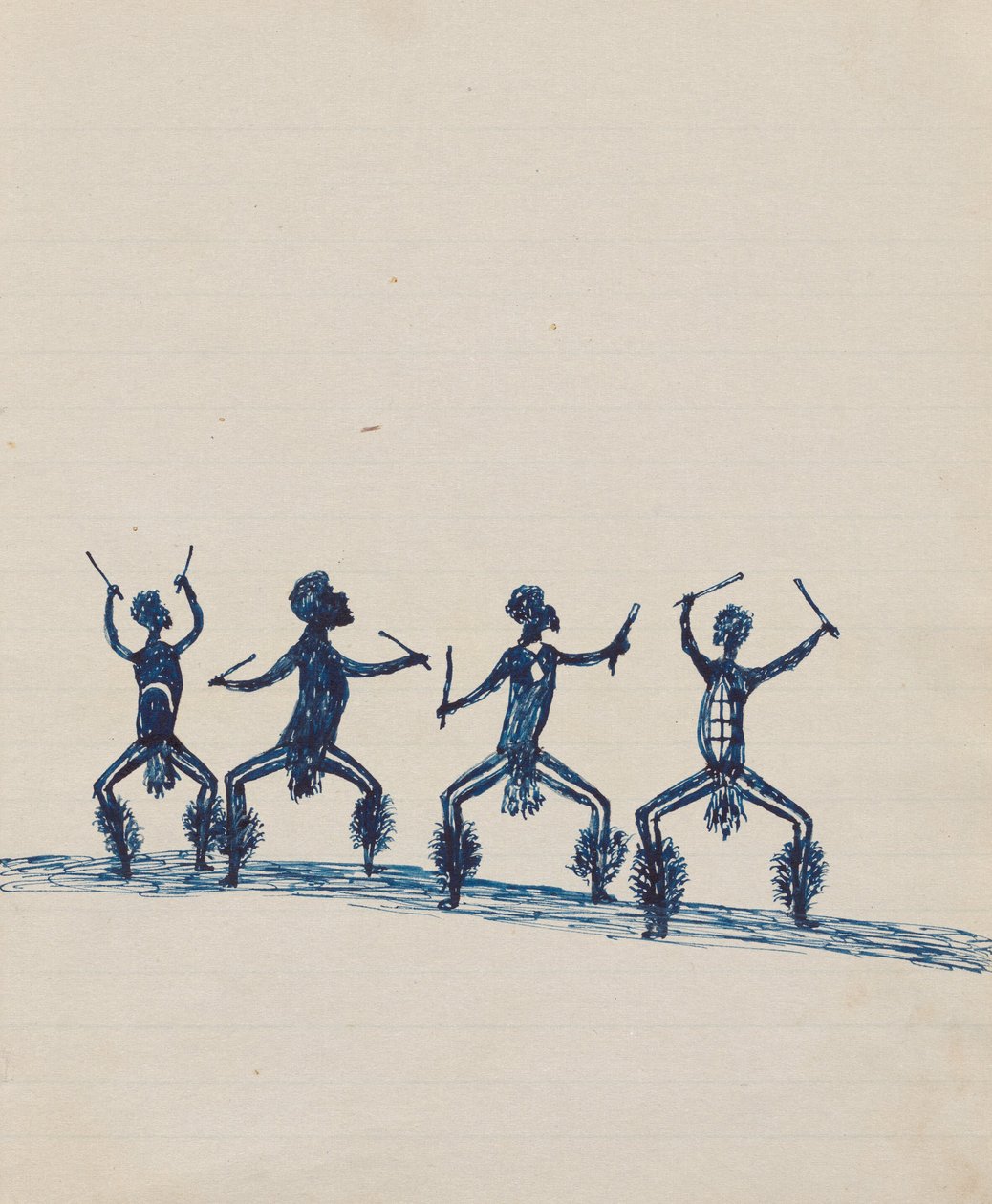 Kwatkwat insanları - (Corroboree) Esas olarak Aborijinlerin ve Beyazların faaliyetlerini anlatan Sketchbook by Tommy McRae