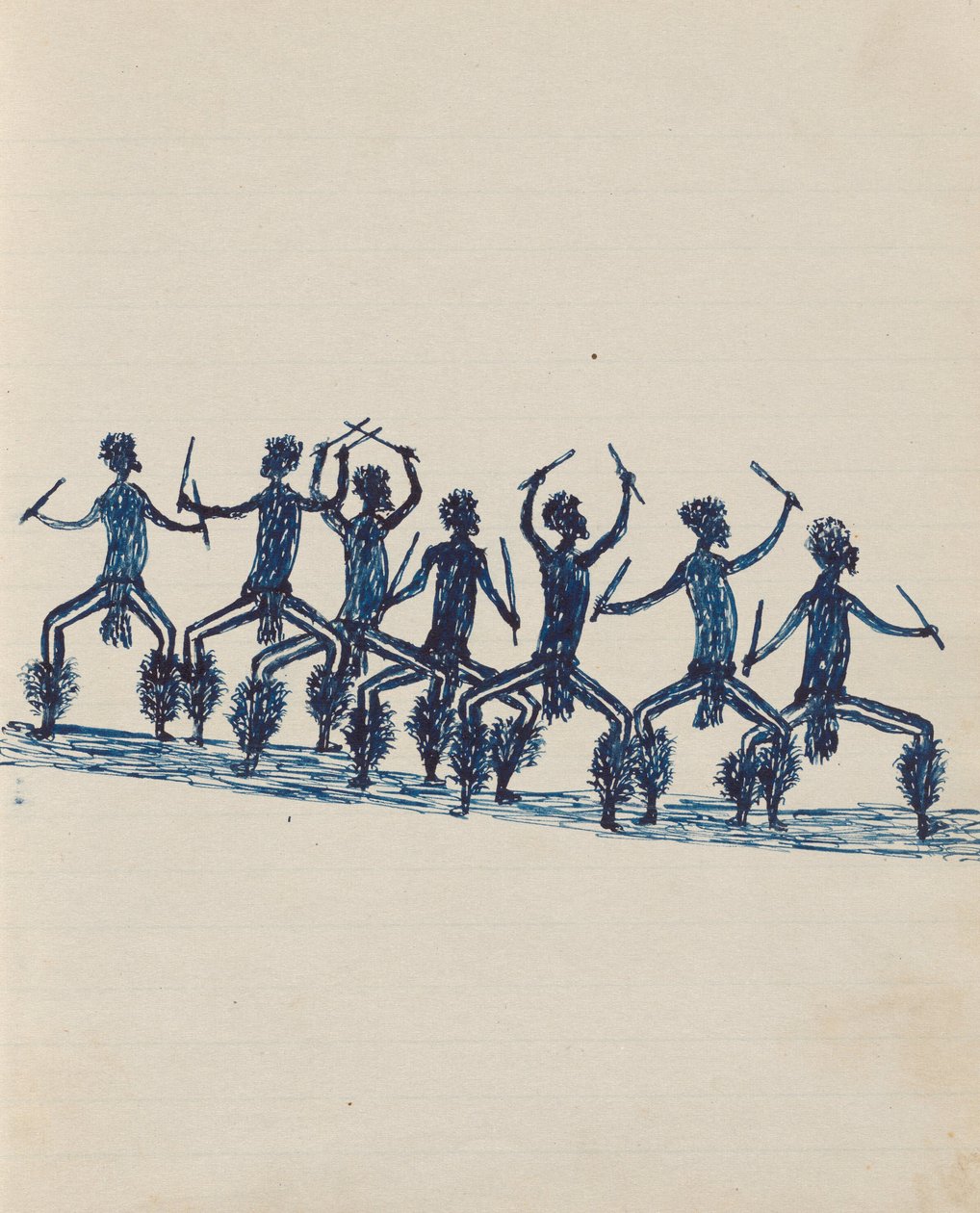 Kwatkwat insanları - (Corroboree) Esas olarak Aborijinlerin ve Beyazların faaliyetlerini anlatan Sketchbook by Tommy McRae