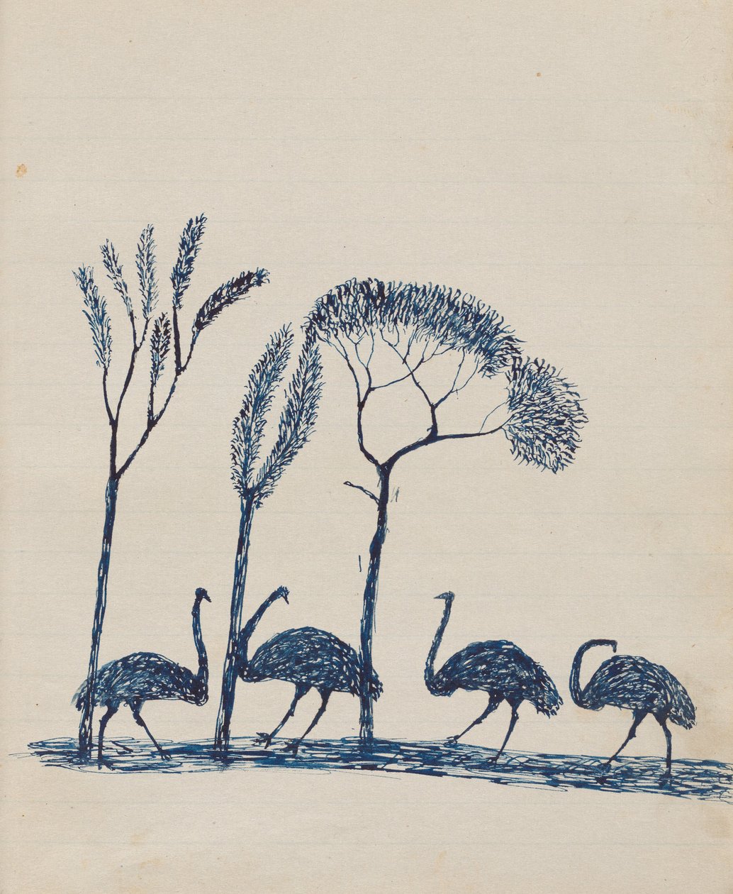 Kwatkwat insanları - (Emus) Esas olarak Aborijinlerin ve Beyazların faaliyetlerini anlatan Sketchbook by Tommy McRae