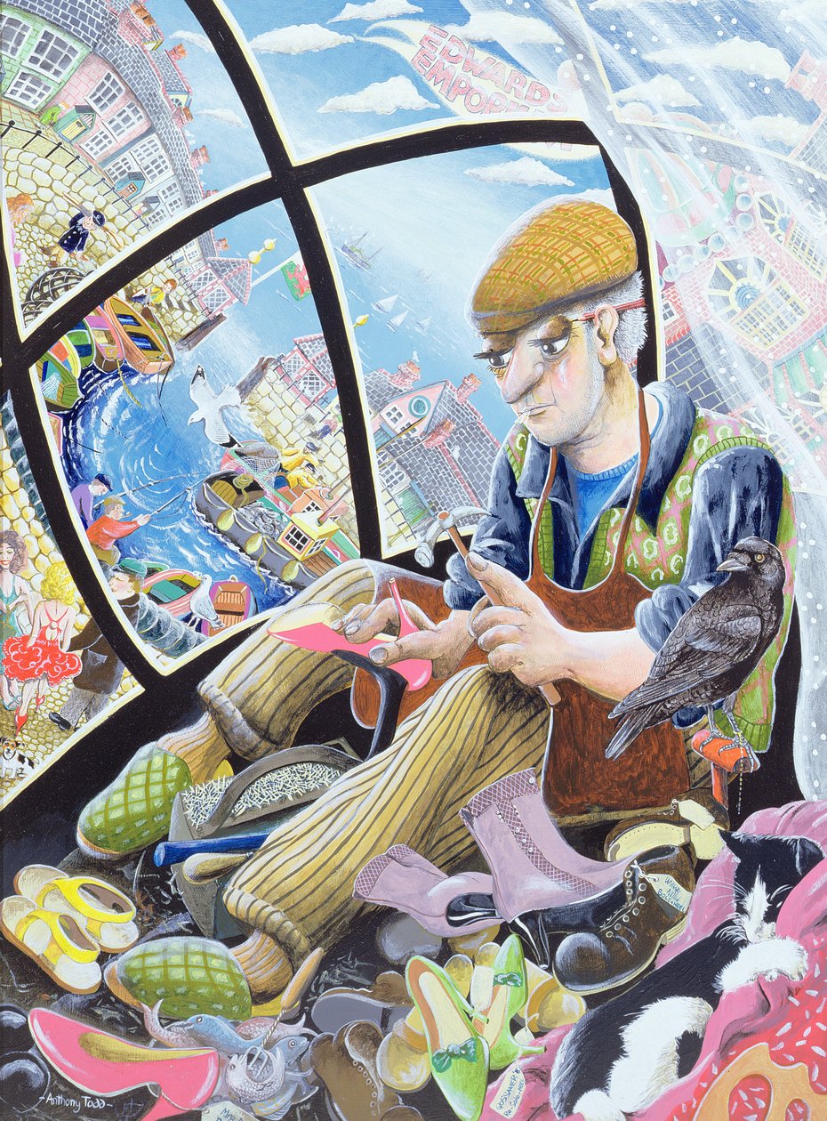 Jack Black, müşterilerinin düzgün ayaklarıyla ilgili fanteziler kuruyor, 2007 (panelde akrilik) by Tony Todd