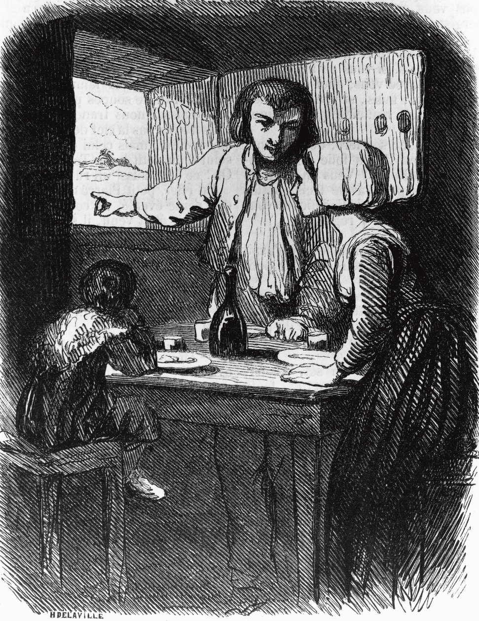 George Sand'in (1804-1876) romanı La Mare au Diable için çizim, Tony Johannot'un (1803-1852) çiziminden sonra Henri Delaville'in (aktif 19. yüzyıl ortası) gravürü by Tony Johannot