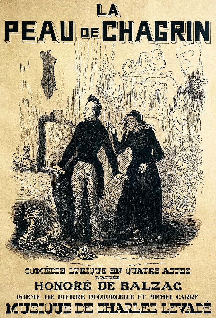 Le peau de chagrin posteri, komik opera, libretto, Pierre Decourcelle ve Michel Carre, müzik Charles Levade, Honore De Balzac