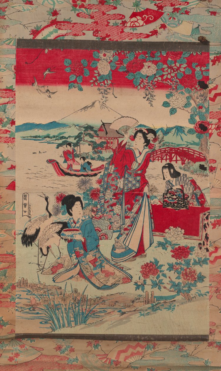 Bir Manzaradaki Geyşalar, c.1870-80 (renkli tahta baskı) by Torakiyo Sato Torakiyo Sato