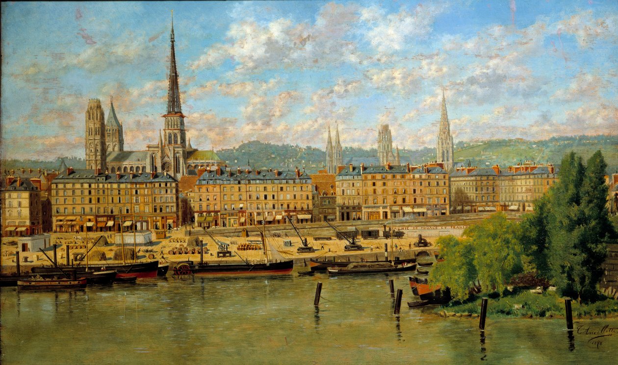 Le port de Rouen Tablo Torello Ancillotti (1843-1899) tarafından 1878 Güneş. 0,36x0,62 m Rouen, Güzel Sanatlar Müzesi - Rouen Limanı. Torello Ancillotti