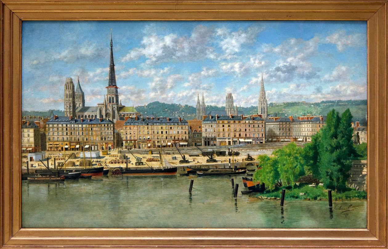 Rouen limanı (tuval üzerine yağlı boya) by Torello Ancillotti