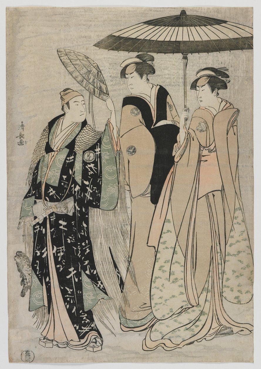 Tea c ve rs Sujuro Good As Gen Yoritomo, Toshimi Nakamura As Kiyotaki, Mangiku Yamashita As Masa, Edo Perio d, 1784 by Torii Kiyonaga